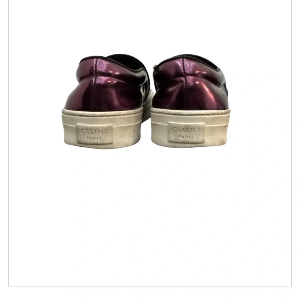 Authentic Celine Paris luxury designer metallic leather platform sneakers sz 7 - Picture 8 of 11